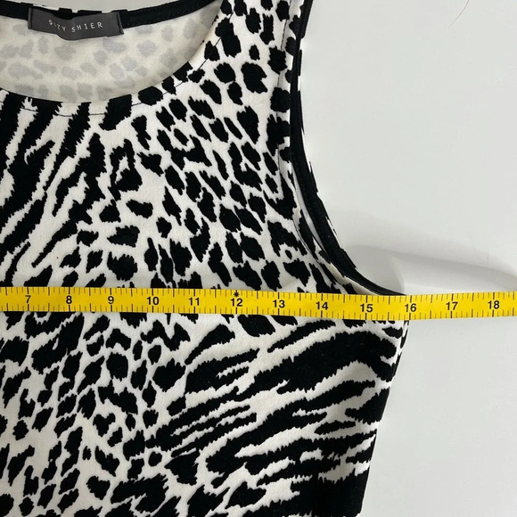 🛍️3/$40 Suzy Shier Sleeveless Animal Print Sheath Dress  Black White Small - Picture 5 of 6